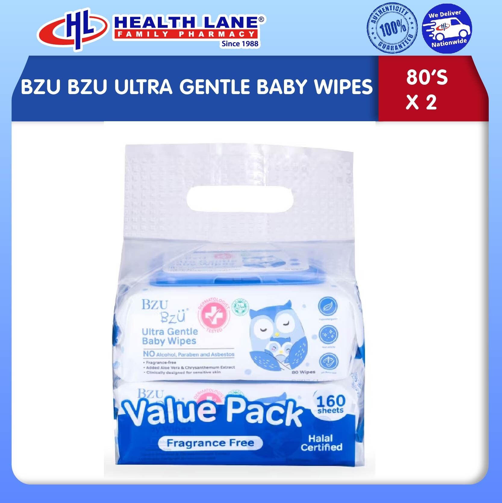 BZU BZU ULTRA GENTLE BAYI TISSUE LEMBAP (80'S X 2)